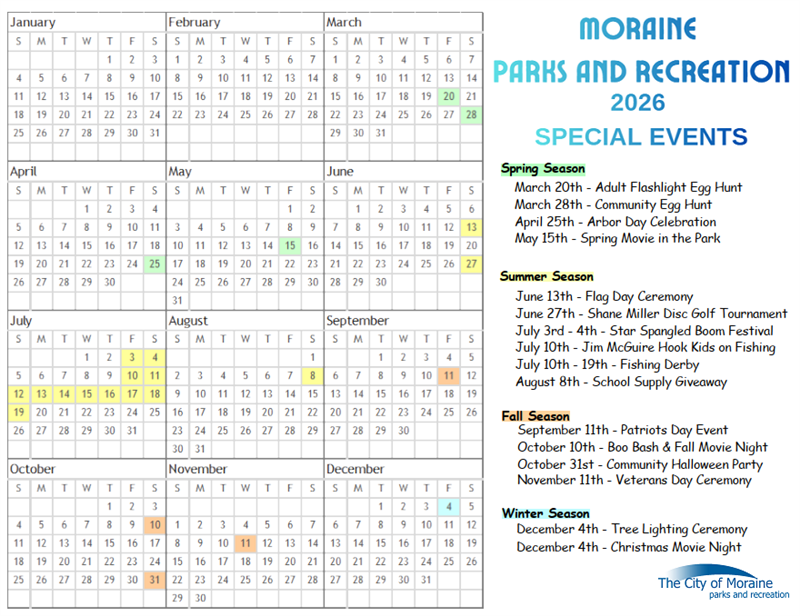 2026 Special Event Calendar